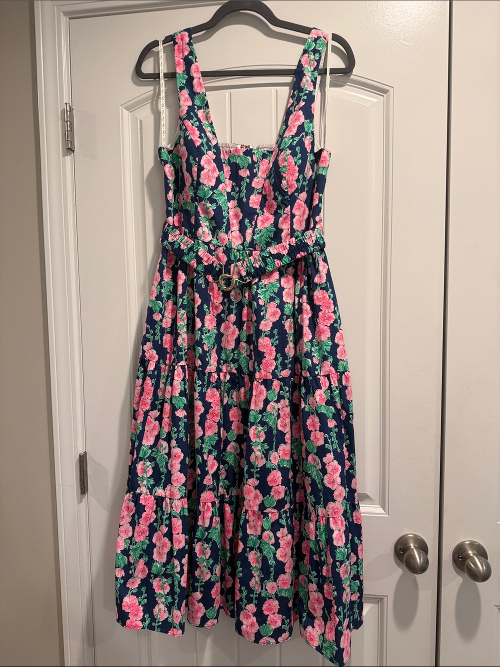 Lilly Pulitzer McKinnon Midi Dress in the Oyster Bay Navy De Vine floral print